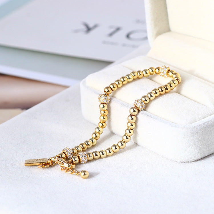 Zircon Gold Bead Bracelet